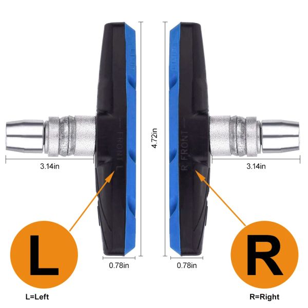 1 Par de bicicleta durável pastilhas de freio silencioso Ciclismo V Suports de freio Sapatos Blocks Borracha Pad para performance de longa duração bom