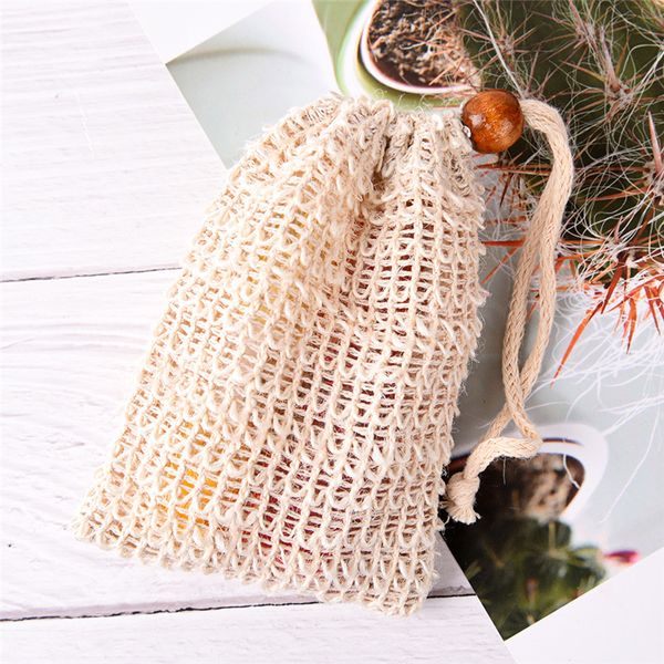 1pc Seifenbeutel natürliche Sisal Seifenschonerbeutel Beutel Mesh Netze Peeling Schaumtrocknen Seifenhalter für Duschbad Gebrauch