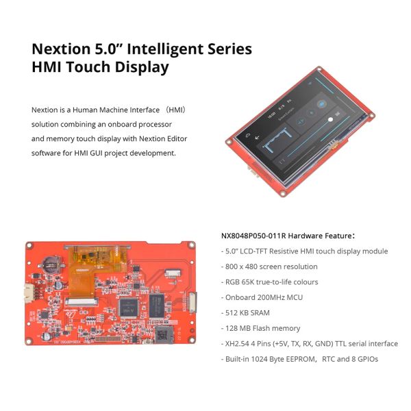 Nextion NX8048P050-011R 5,0-дюймовый резистивный HMI Touch Display LCD-TFT модуль интеллектуальной серии Панель без вложения