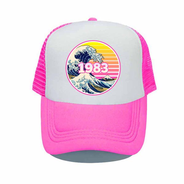 Nato nel 1983 Cappello Vintage Trucker Età 40 Rainbow Sunset Sea Wave Mesh Snapback Cap 40th Birthday Regali divertenti Baseball Caps YY397