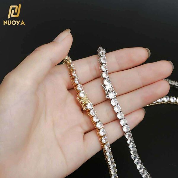 2024 Hiphop Jewelry Bling Diamond Tennis Chain 3 мм 4 мм 5 мм 1 ряд Cz 18k Gold Lated Out Tennis Chain Ожерелье для женщин