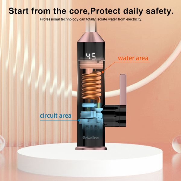 Aquecedor de água elétrica instantânea de Briwellna 220V Torneira de cozinha digital de cozinha 2 em 1 misturadora de água quente galo instantâneo Tap instantâneo