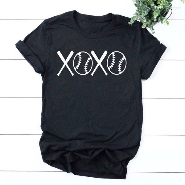 Kadın Tişörtleri Beyzbol ve Bat Xoxo T-Shirt Komik 90'lar Mom Tshirt Yüksek Kaliteli Kadınlar Grafik Sevgililer Günü Hediye Pamuk Tee Fil