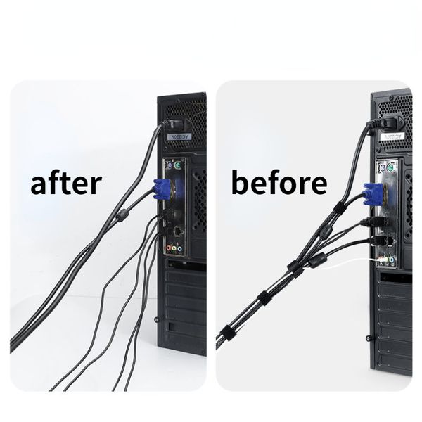 3 m Organizador de cabos de 3 m Automínio de cabo reutilizável Gerenciamento de cabos Gerenciamento de cabos Fios de amarração de cabos Acessórios DIY Acessórios