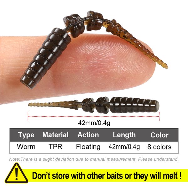 Spinpoler 42mm Ajing Light Game Worm Micro Soft Fishing Fishing Panfish Crappie Pol.