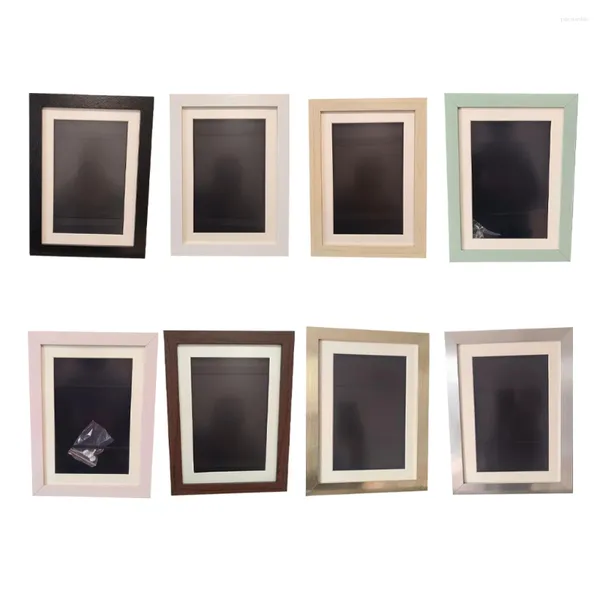 Frames Wood Picture Kids Art Frame Decorative Solid Coned Coated Gallery Pography Artwork Display Silver 10.2x15.2cm