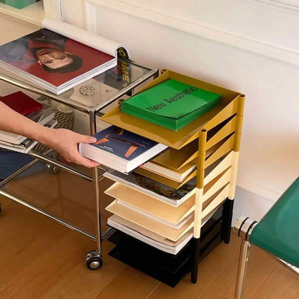 Organize facilmente seu escritório com clique em várias camadas A4 Rack de armazenamento Maximize Space Packable Desktop Magazine Storage Rack