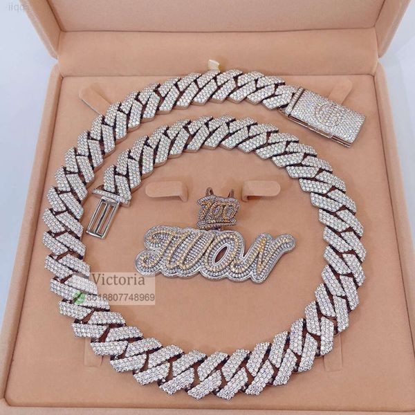 2024 Stylischer benutzerdefinierter Name Halskette aus VVS Moissanite Miami Cuban Chain Hip Hop Halskette
