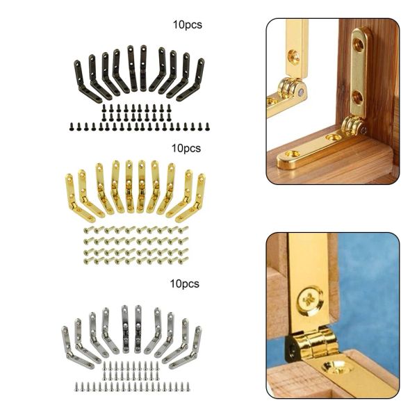 10pcs Holzkasten Scharnier Geschenk Schmuck Hülle Scharnier Holzkasten Hardware -Halterung Möbelarmaturen Klapphalte Scharnier