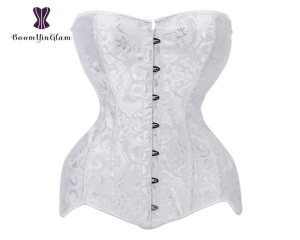 Corsário de noiva branco Overbuster Korset Sexy Shaper de corpo inteiro XS a 6xl aço espiral desossado Longo Shapewear Corset 942 Y111990233908161