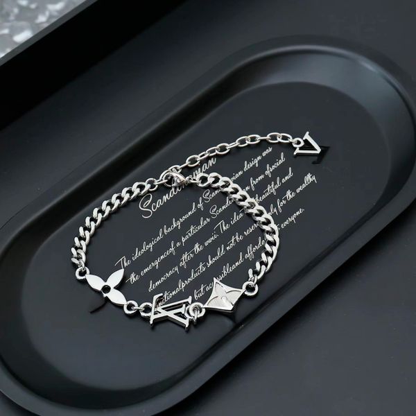 Luxus klassisches Herren und Frauen Sterling Silber Armband Mode Schmuck L Armband High End Quality Rock Thai Silber Style High -End -Kubanerserie