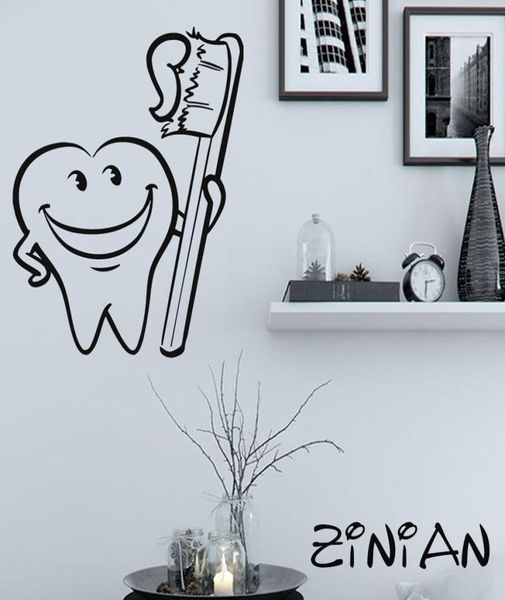 Badezimmer -Dekor -Aufkleber kühle Zahnbürste Wandtattoos Muraux wasserdichte Fliesen dekorieren Kinderzimmer Vinyl Aufkleber Dental Clinic5945649