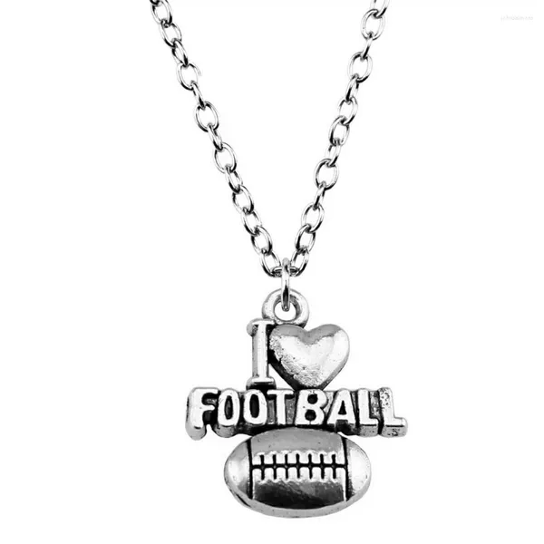 Anhänger Halsketten 1PCS I Herz Fußball lange Halsketten -Accessoires Vintage Schmuck Geschenkkette Länge 43 5 cm
