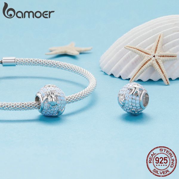 Bamoer 925 Sterling Silber Underwasser World Series Seestern und Schildkrötenantrieb Herzform -Schalenperlen für Frauen Armband DIY