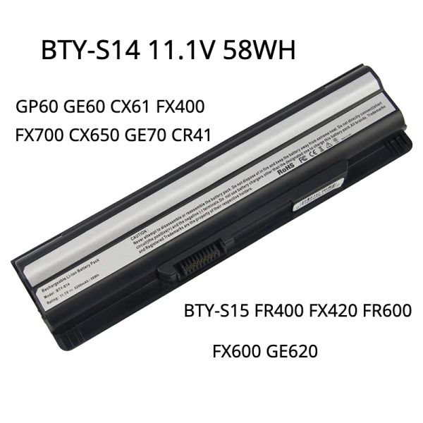 Батарея батареи батарея BTYS14 11.1V 5,2AH 58WH для MSI GE60 GE70 2PE MS16GF MS16GC MS16GD