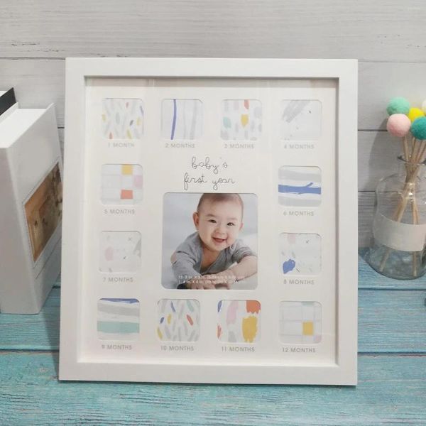 Rahmen Babypartygeschenke 12 Monate Bilder Rahmen Dekor po memoriesv geboren für Mädchen Nachttisch Eltern Mutter Mutter