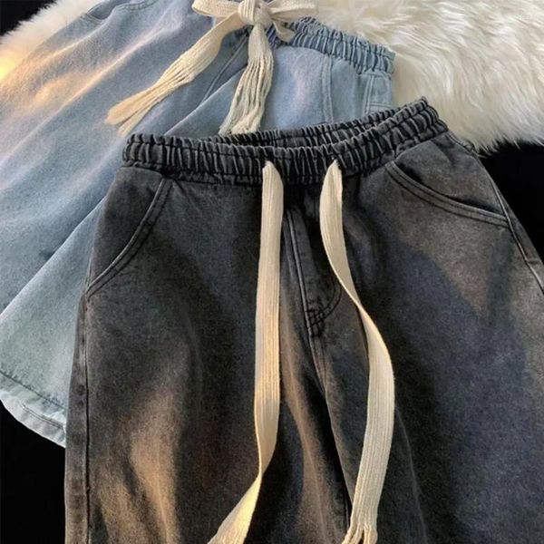 Pantaloncini da uomo per jeans a gambo a gamba uomini in denim elastico con tasca spiaggia estiva casuale per