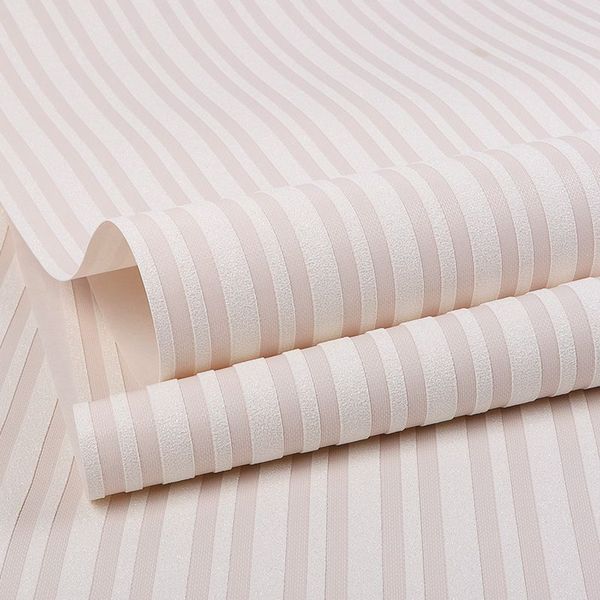 Strisce verticali in stile semplice moderno Sfondo non tessuto per bambini per bambini camera da letto soggiorno carta da parete rosa 10m rotolo