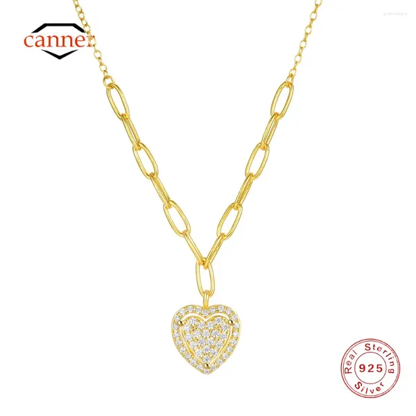 Catene Canner 925 Sterling Silver Heart Inserto Inserto Zircone Collana per le orecchie da donna d'amore oro 18k da donna Orecchini raffinati di gioielli