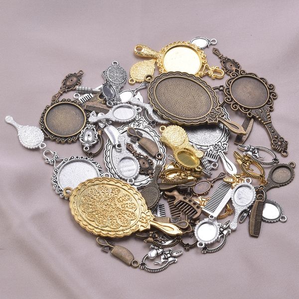 20pcs specchio vintage pettine antico in lega di bronzo in lega di bronzo accessori per i gioielli che producono orecchini forniture fai -da -te forniture per materiali fai -da -te