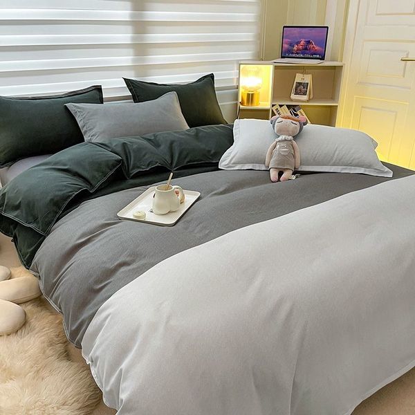 Weiche Bettwäsche Set niedliche Kaninchen Schafsblatt Deckung Flachblatt Kissenbezüge Twin Queen -Size -Bett Leinen Jungen Mädchen Home Textile