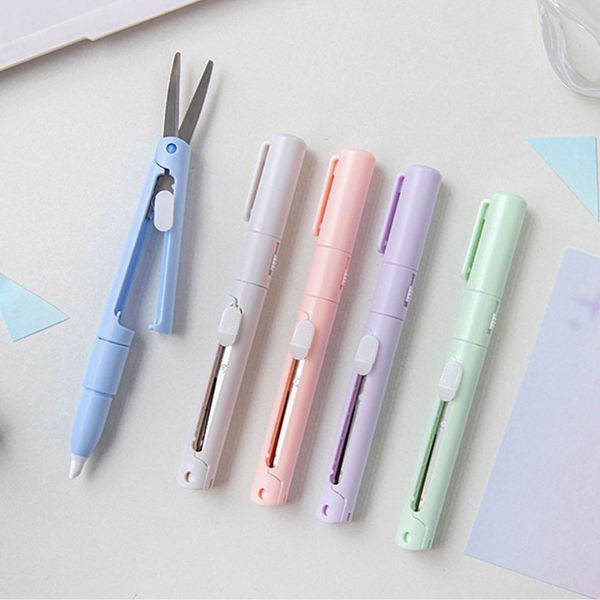 2pcs Novo mini portátil Mini Pocket Scissors Scrapbook Papel Adult Safety Utility Kids Student Stationery Paper Cutting Art Tool