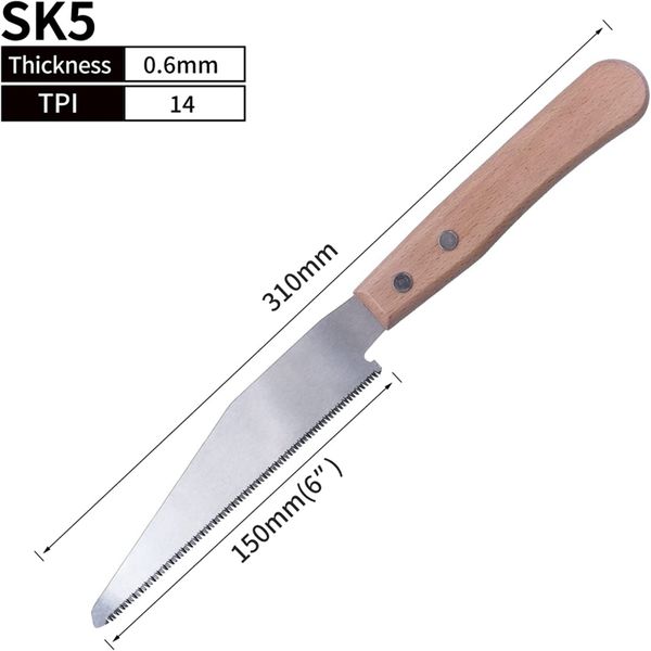 Japanese de mão de mão de mão 6 polegada SAW SK5-A-ATEL Flexível Blade 14tpi Cut Cut Wood Wood Danjac para ferramentas de madeira