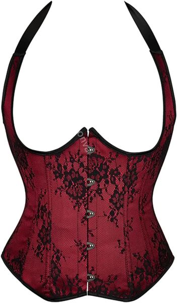 Corsetto Underbust di Sapubonva con cinghie top taglie forti da ricamo da ricamo da ricamo a dimensioni gotiche vintage lingerie sexy rensance korset rosso