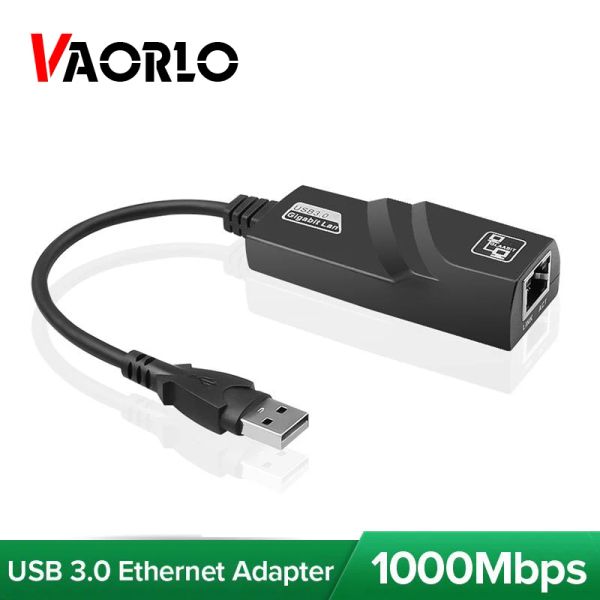 Hubs Vaorlo Network Card USB 3.0 Athernet Adapter Gigabit RJ45 LAN 10/100/1000 Мбит/с Ethernet Adapter для Windows10 PC ноутбука