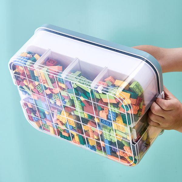 Bausteine Toys Storage Box Compatible Organizer Kids Stapelbar einstellbarer Aufbewahrungskoffer mit Griffdosenboxen