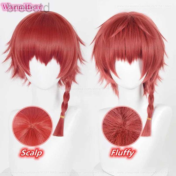 Costumes de anime Kurona Ranze Cosplay Wig Anime Unissex Long 38cm Red Twist Twist Twist Braid Wig Resistente ao calor Synthetic Cosplay Anime Wigs + Wig Cap 240411