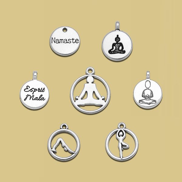 Lotus Flower Yoga Om Namaste Charms Pingente Buda para Jóias Diy Fazendo Acessórios para Acessórios Itens por atacado