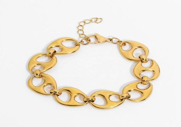 Link Chain Punk Mariner Anchor Link Bracelet Chunky For Mulheres Men, 18k Gold Bated Stainless Steel Declaração5908163