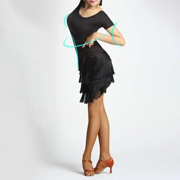 Röcke Frauen Rock Elegant Latin Dance Mini für vierschichtige Quasten Design hohe Taille bequeme sexy Damen