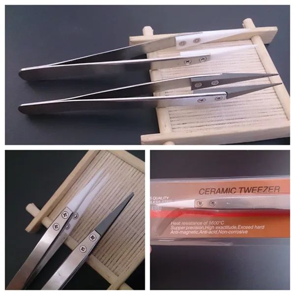 Isolamento Tweezer Cerâmica embrulhada do bobo de aquecimento Ferramenta de arame Ferramenta antistática Aço inoxidável Nipper para DIY Clapton Ni200 Titanium ZZ