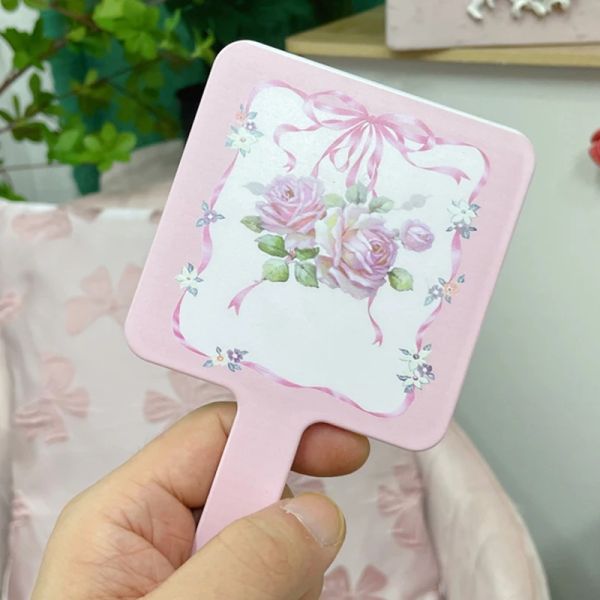 Specchio portatile semplice europeo Girl rosa rosa rosa simpatica per trucco piccolo specchio per la casa decorazione per il dormitorio specchio