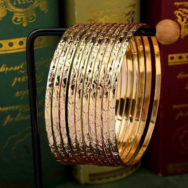 Braccialena slim braccialette di metallo slim pettinatura in oro intagliato a strati a strati a strati bracciale bracciale di lusso di gioielli etnici gila