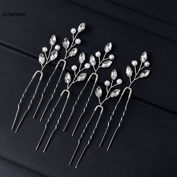 6pcs Strasssteine U-förmige Haarstifte kleine einfache Braut Hochzeitshaarstifte Braut Haarstück Hochzeit Haarzubehör für Frauen