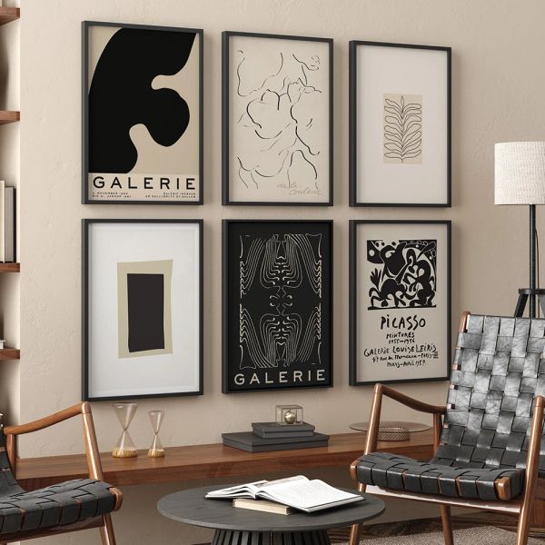 Galerie Wandset Poster und Druck Beige Schwarz Galerie Wandkunst Leinwand Malerei Picasso Mid Century Art Moderne Bilder Home Deco