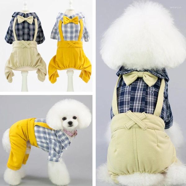 Tute da dog dell'abbigliamento Rompers Camicia a quadri alla moda Prodotti per animali domestici abiti Designer Solido Gentleman Abbigliamento a quattro zampe