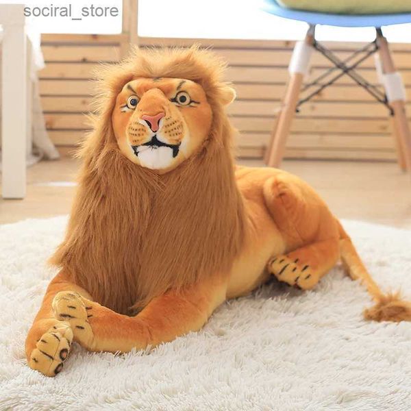 Animali peluche di peluche imbottiti 3D Simulazione di leone Peluga giocattoli di peluche bambola per animali huggable Kids Toy Christmas Halloween Birthday Regalo per bambini decorazioni per la casa L411