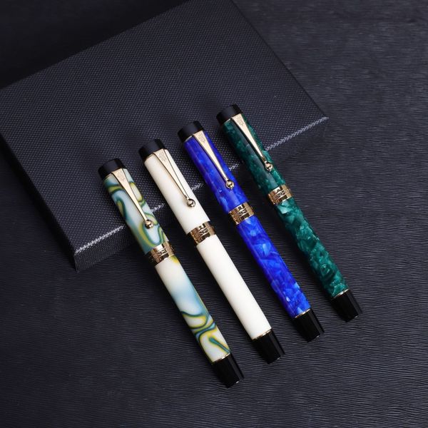 Jinhao 100 tofu século século Pen Hai Bao azul 18k Escritório de acrílico Caligrafia Signature Gift Pen Set 231128