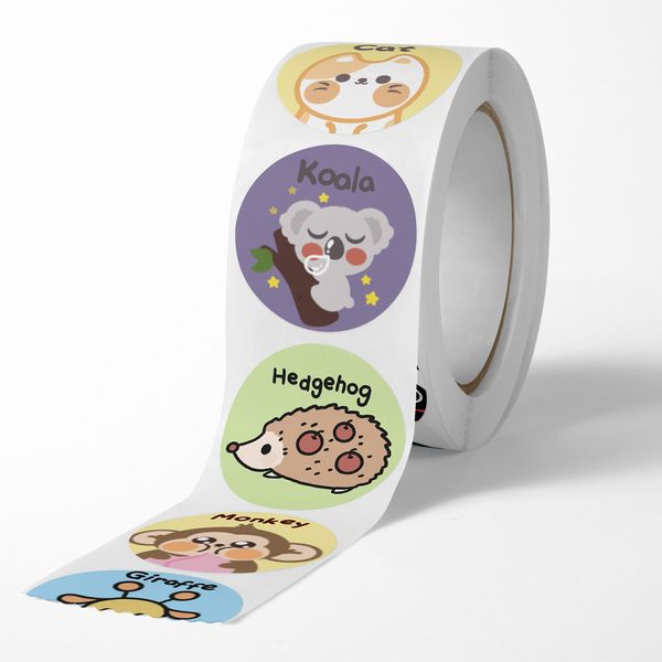 100-500 PCs 2,5 cm niedliche Tier Monkey Cat Sticker Roll für Umschlag Lob Belohnung Studenten Kinder Arbeitschild