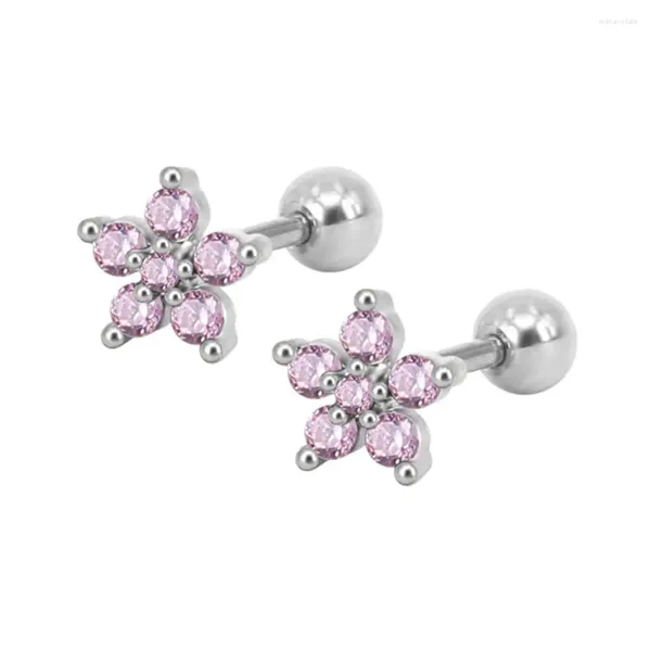 Bolzenohrringe süße Tragusohr 1PCS Bunte Zirkon Blume Knorpel Ohrring Edelstahl Piercing Body Jewelry