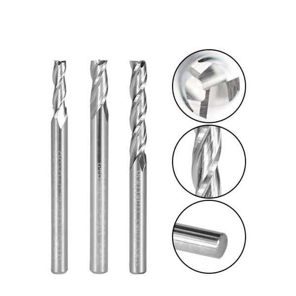 XCAN CARBIDE END MILHO 3,175MM CORTE DE SHANG FLATING 3 FLUTE CNC Bit para o bit de moagem em espiral de corte de alumínio