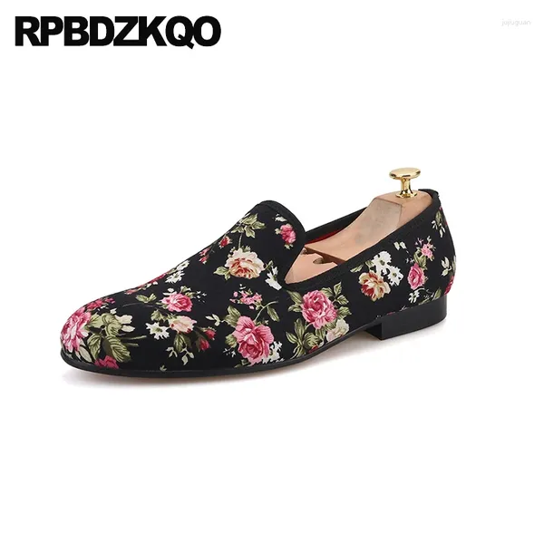 Sapatos casuais de tamanho grande padrão redondo dedo china impressão floral 12 apartamentos personalizados multi coloridos Men Flower 47 Slip em 46 mocassins nice 13