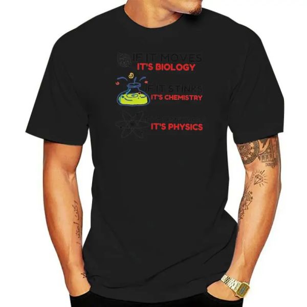 T-shirt da uomo e maglietta femminile di unisex per i giovani biologia biologia chimica fisica tee 3d o-collo a maniche corte a maniche corte