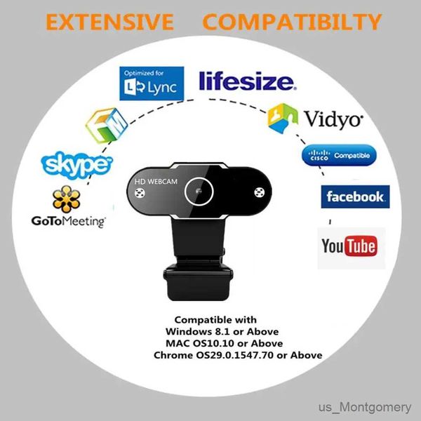Webcams hd webcam hd 1080p 1944p 720p 480p Computador PC Câmera da web foco automático com micro