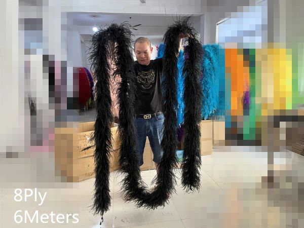 6 metros de avestruz preto penas de lenço boa lenço natural penas de penas de boa para festas de casamento roupas de costura decoração de plumas