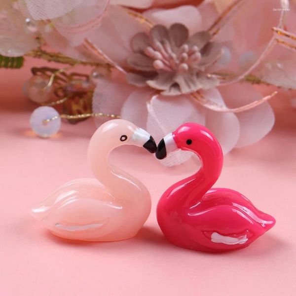 Bahçe Dekorasyonları 10 PCS Oyuncak Mikro Peyzaj Dekoratif Pot Hayvan Mini Reçine Figürleri Plastik Flamingo Party